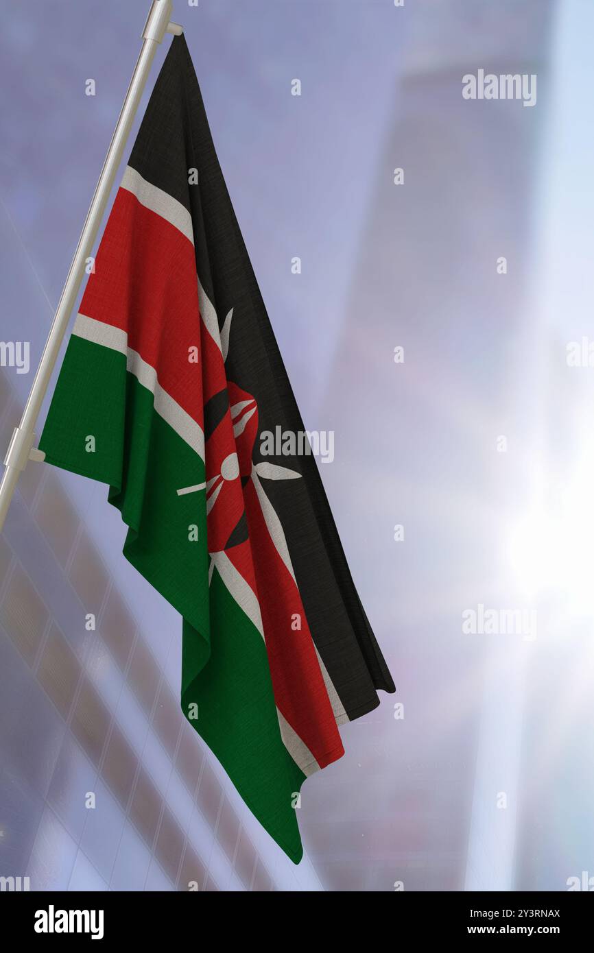 Drapeau national du Kenya. Rendu 3D. Banque D'Images