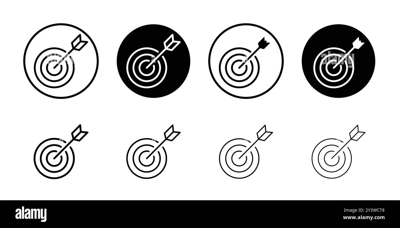 Contour de vecteur de signe de logo d'icône de définition d'objectif en noir et blanc Illustration de Vecteur