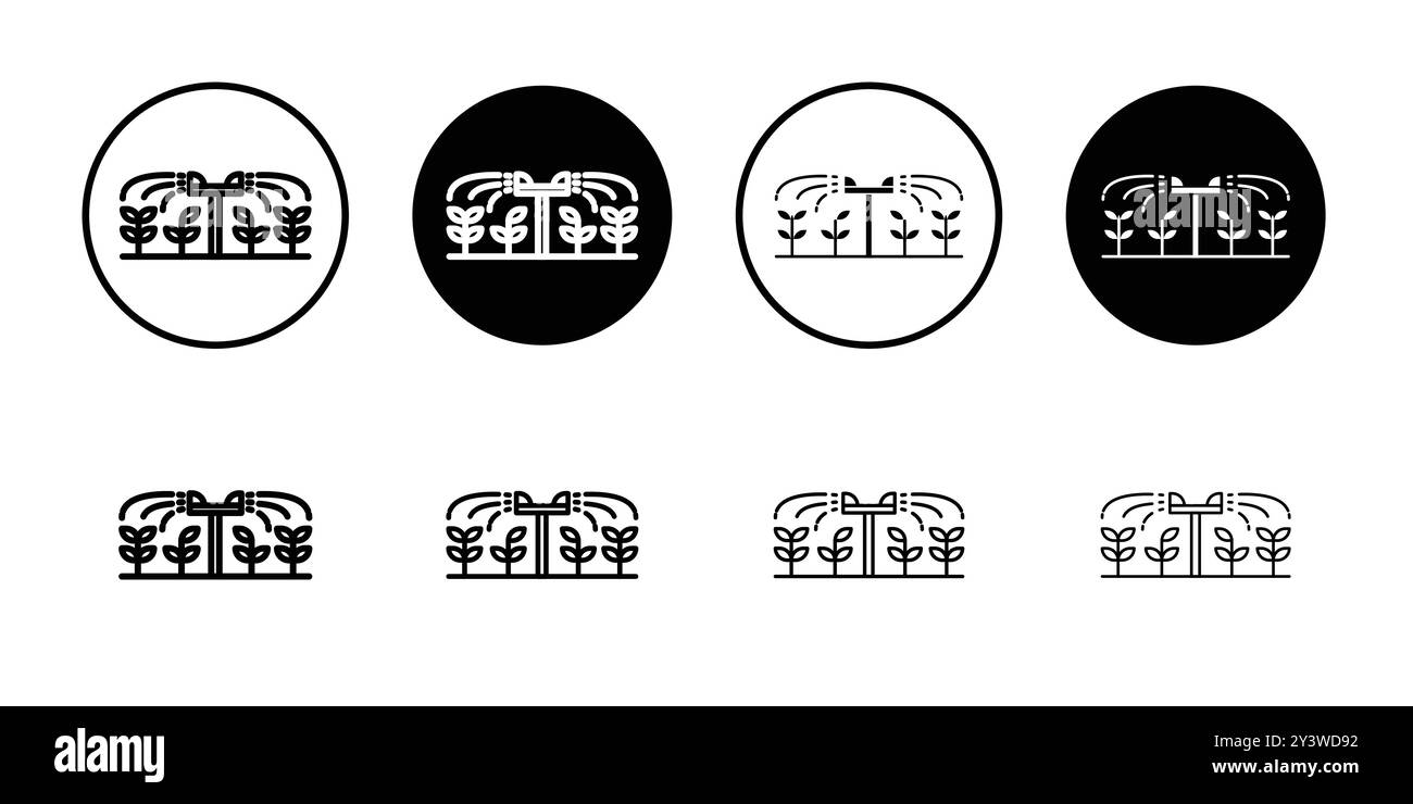 Contour de vecteur de signe de logo d'icône d'irrigation en couleur noire et blanche Illustration de Vecteur
