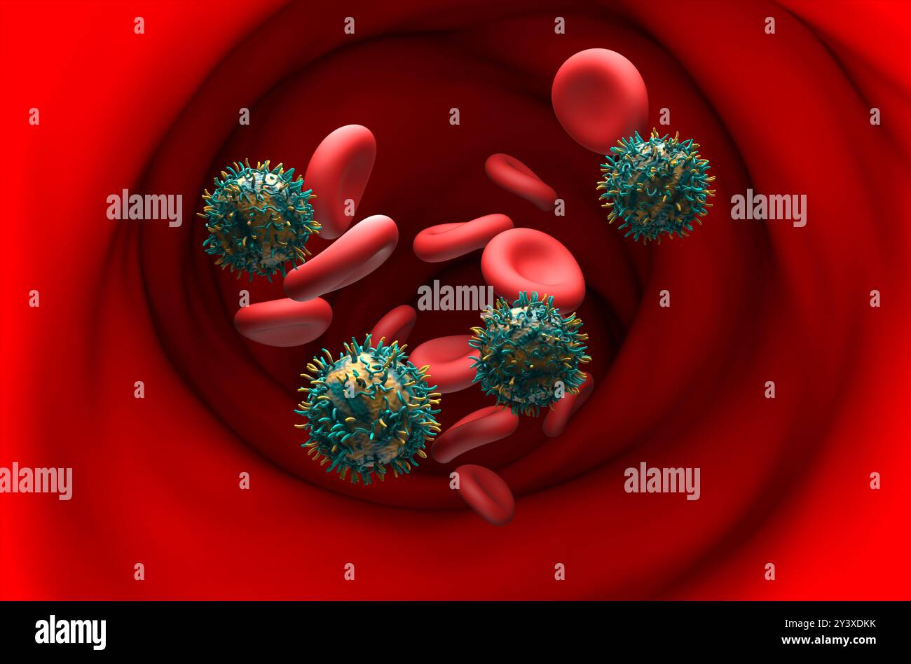 Thérapie par récepteur de lymphocytes T (TCR) - vue en coupe, illustration 3D. Banque D'Images