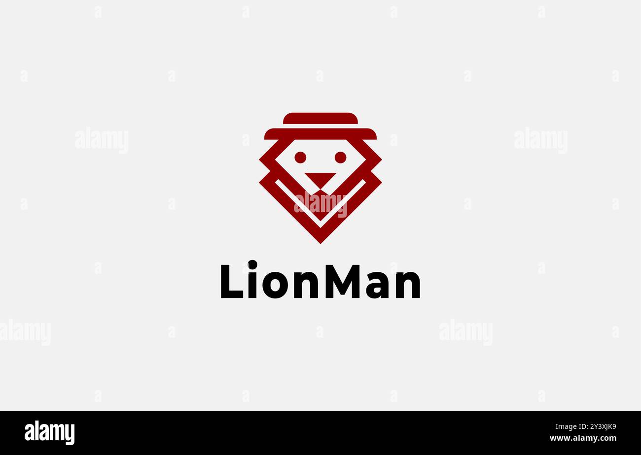 Logo Lion Man mascotte avec tissu bien rangé et chapeau. Fichier modifiable Illustration de Vecteur