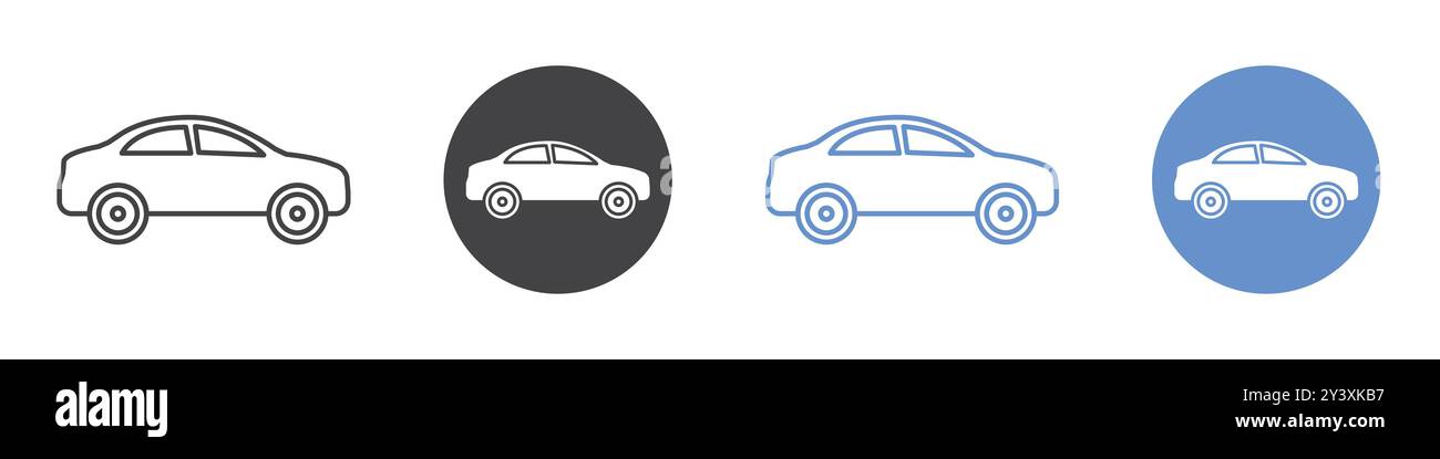 Icône de voiture symbole vectoriel ou collection d'ensemble de signe dans un contour noir et blanc Illustration de Vecteur