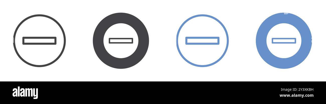 Icône moins symbole vectoriel ou collection d'ensembles de signes dans un contour noir et blanc Illustration de Vecteur