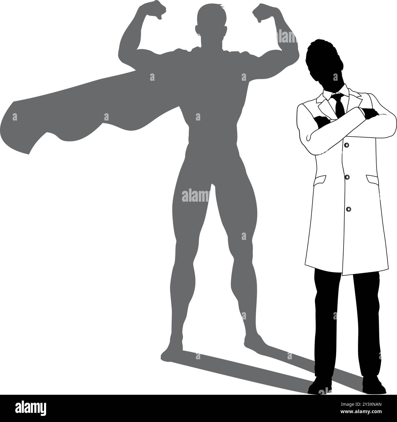 Super-héros Biologiste Super Hero Shadow Silhouette Illustration de Vecteur