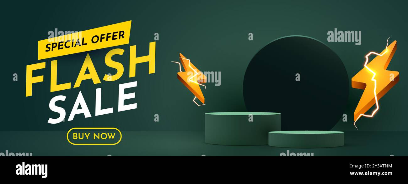 Soldes Flash. Podium de vente à rabais coloré. Composition de l'offre spéciale. Illustration vectorielle Illustration de Vecteur