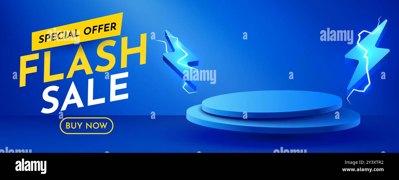 Soldes Flash. Podium de vente à rabais coloré. Composition de l'offre spéciale. Illustration vectorielle Illustration de Vecteur