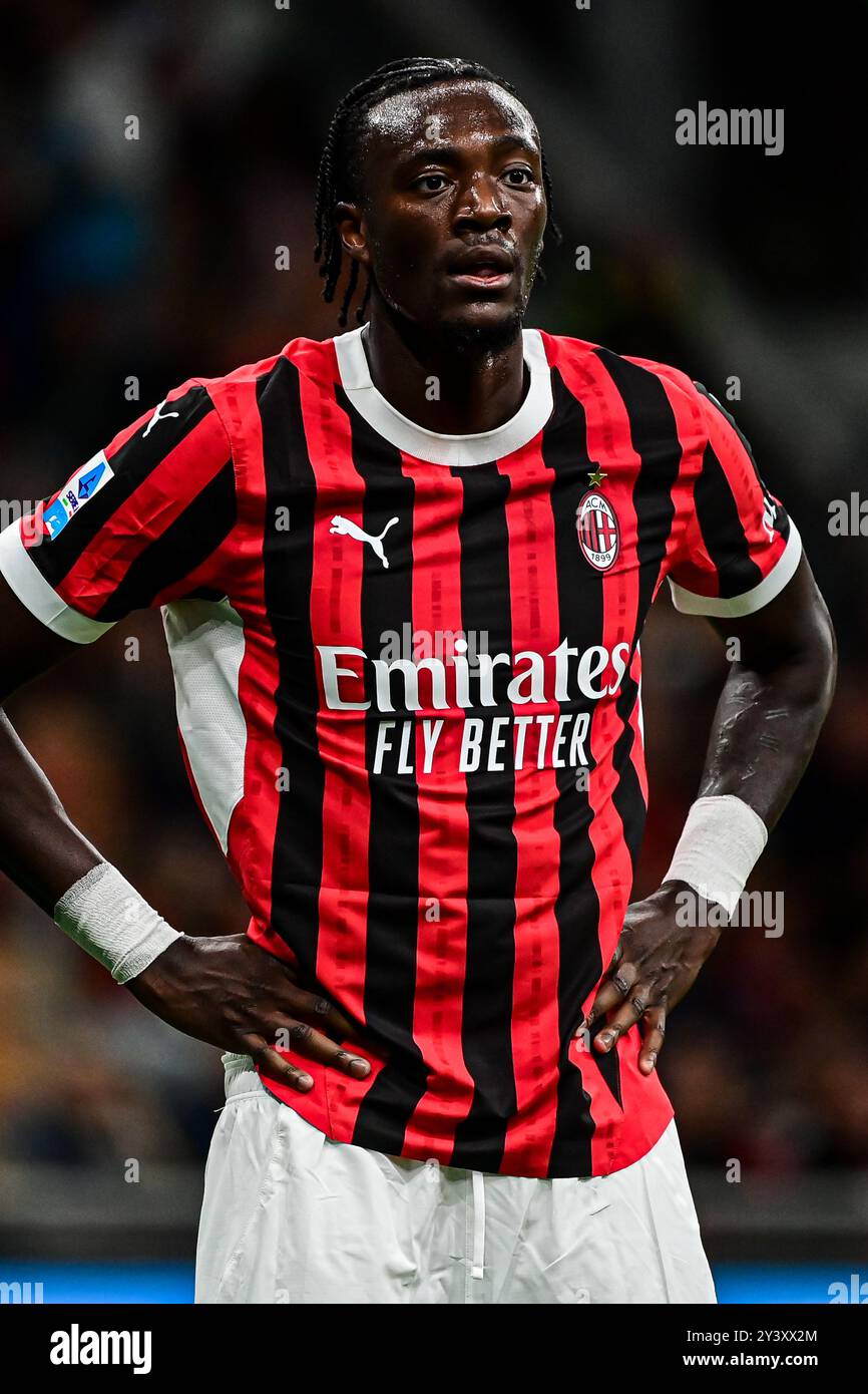 L'attaquante américaine #90 Tammy Abraham de l'AC Milan lors du match de football italien Serie A entre l'AC Milan et Venezia au stade San Siro de Milan, Italie, le 14 septembre 2024 crédit : Piero Cruciatti/Alamy Live News Banque D'Images