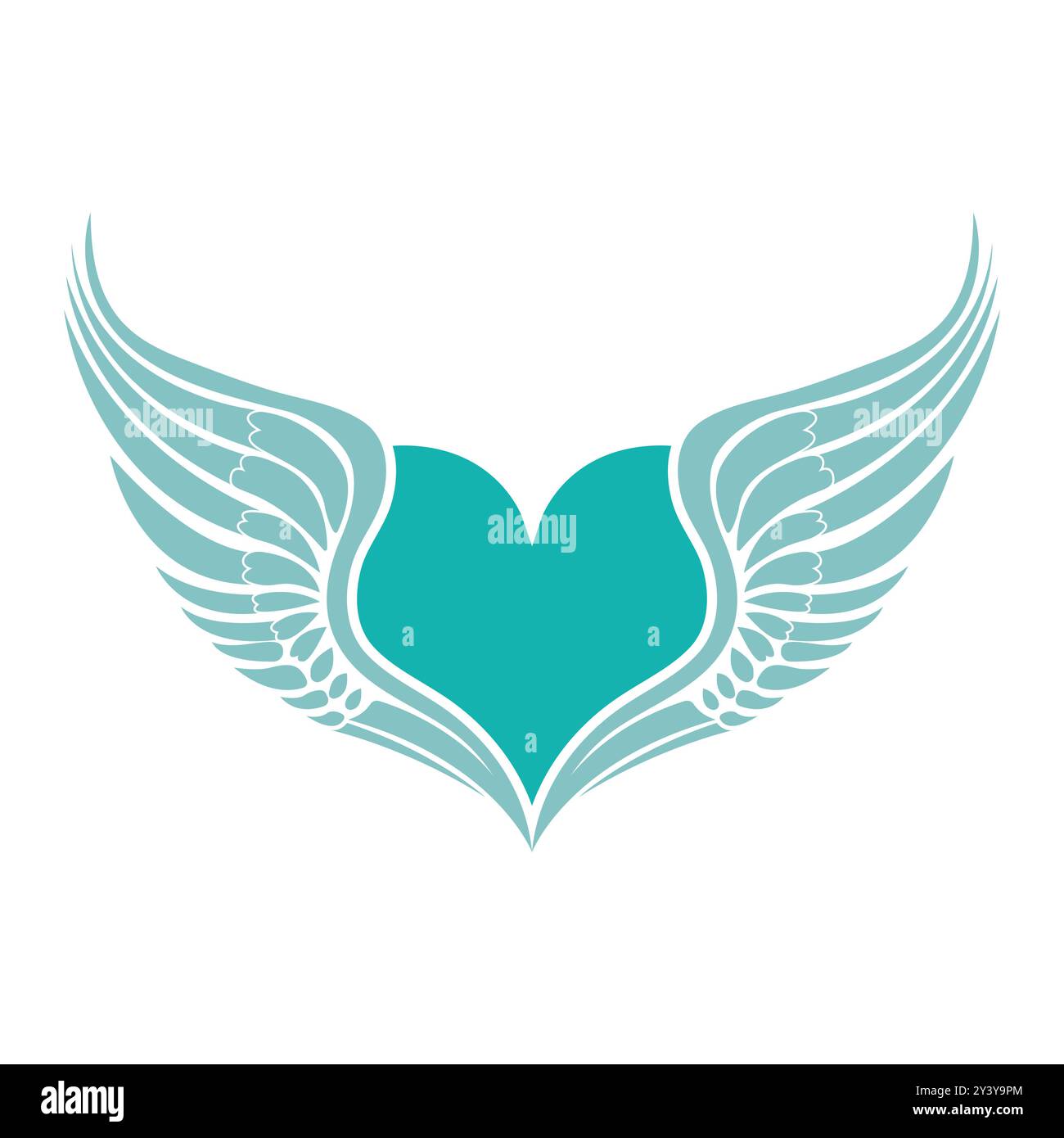 Tribal Tattoo Heart avec ailes Illustration de Vecteur