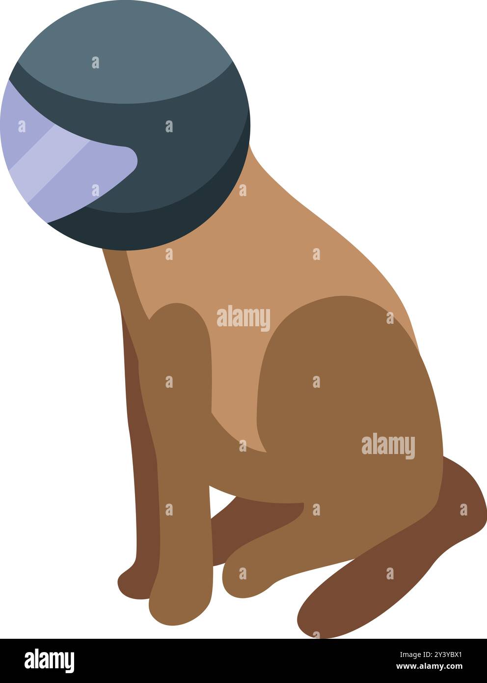 Chien brun portant un casque et assis obéissant, illustration vectorielle isométrique Illustration de Vecteur