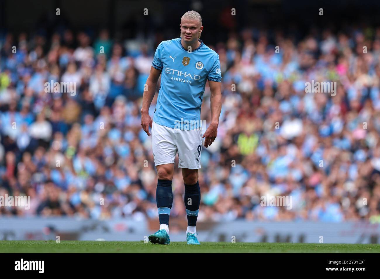 Erling Haaland de Manchester City lors du match Manchester City FC contre Brentford FC English premier League à l'Etihad Stadium, Manchester, Angleterre, Royaume-Uni le 14 septembre 2024 Banque D'Images