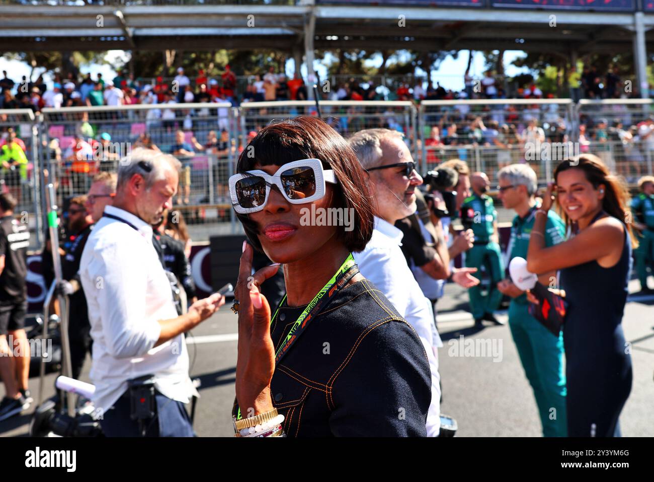 Bakou, Azerbaïdjan. 15 septembre 2024. Naomi Campbell (GBR) sur la grille. 15.09.2024. Championnat du monde de formule 1, Rd 17, Grand Prix d'Azerbaïdjan, Bakou Street circuit, Azerbaïdjan, jour de la course. Le crédit photo devrait se lire : XPB/Alamy Live News. Banque D'Images