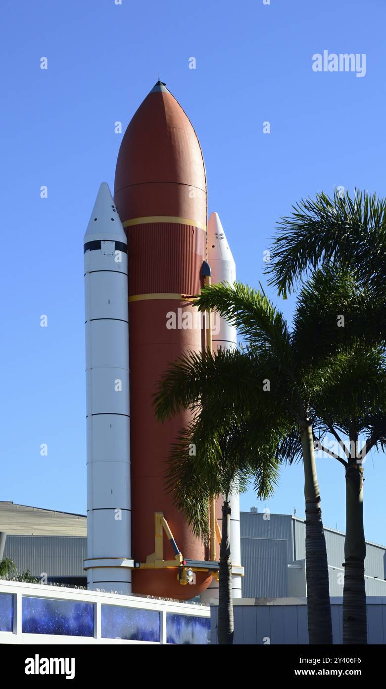 Space Shuttle Booster au Kennedy Space Center, Floride, États-Unis. Navette spatiale Booster im Kennedy Space Center, Floride, États-Unis, Amérique du Nord Banque D'Images