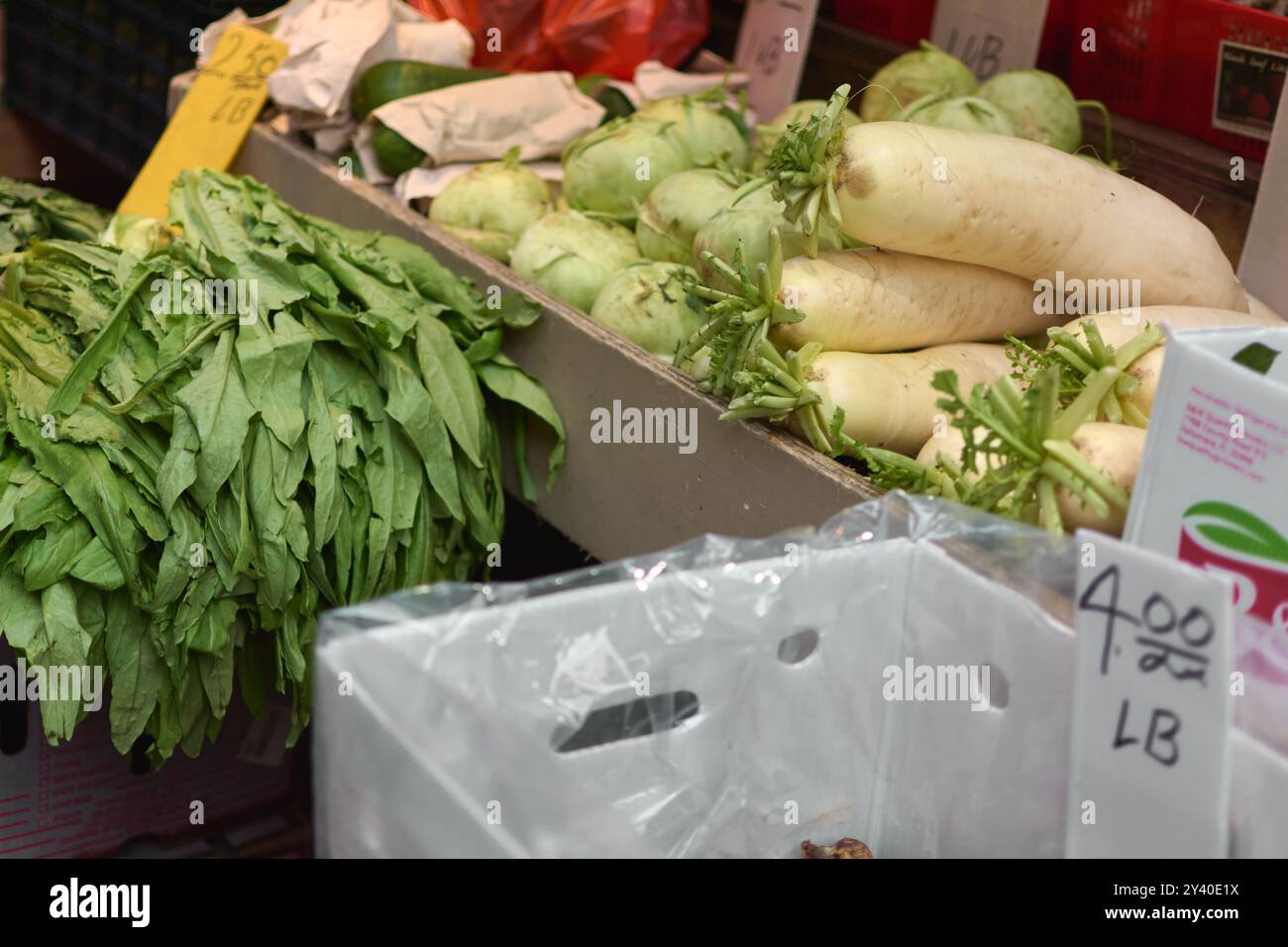 Légumes frais au Chinatown Market à New York Banque D'Images