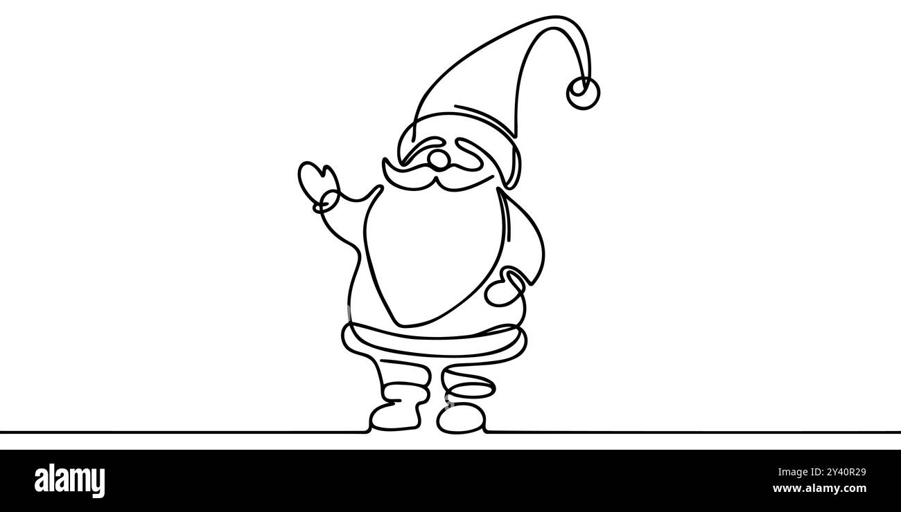 Dessin de gnome de Noël par une ligne continue, illustration vectorielle. Illustration de Vecteur