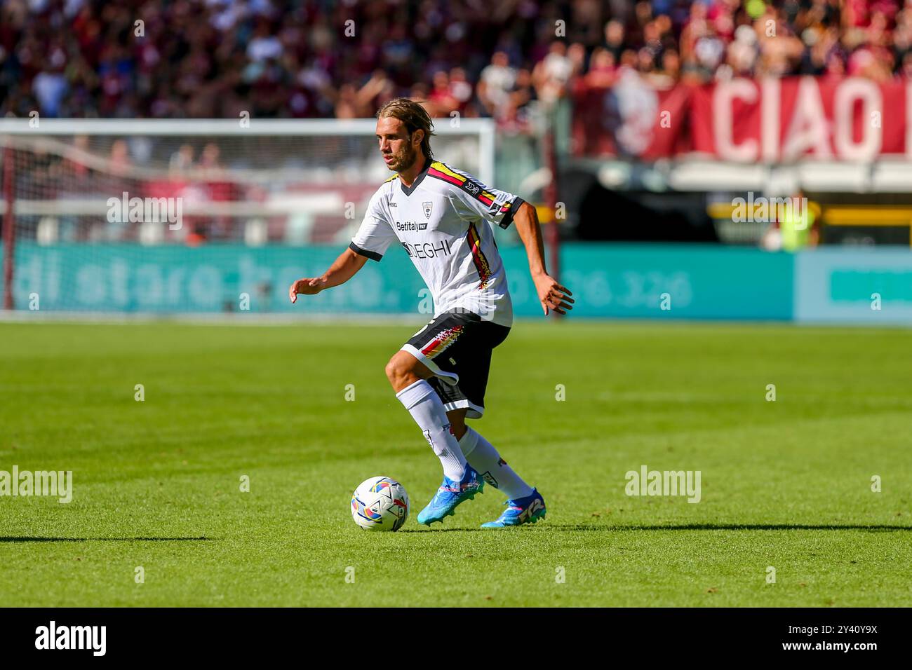 Antonino Gallo de l'US Lecce lors du match de Serie A entre le Torino FC et l'US Lecce le 15 septembre 2024 au stade olympique Grande Torino de Turin Banque D'Images