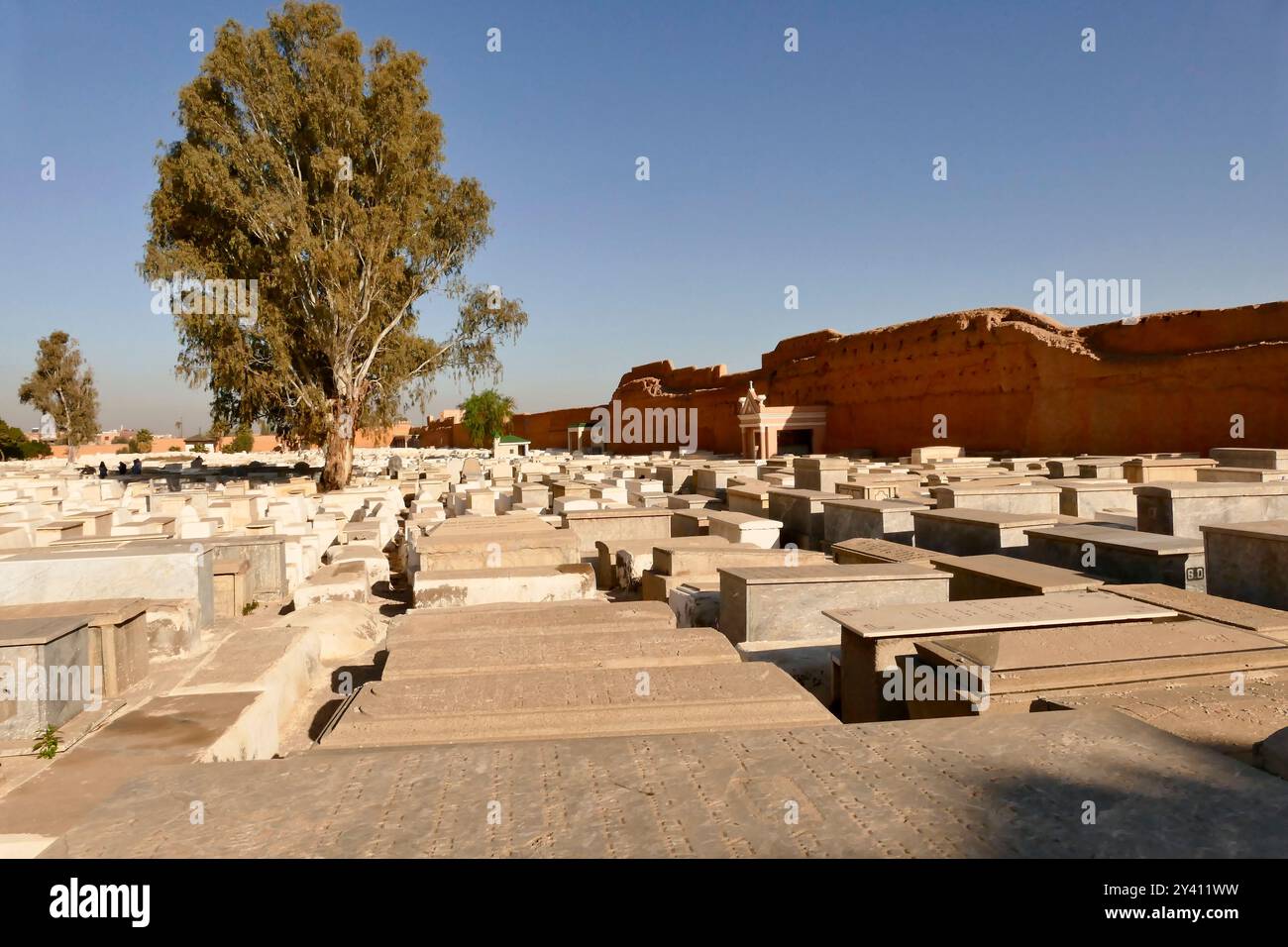 Cimetière juif dans le quartier juif de Marrakech, ville impériale du Maroc, Banque D'Images