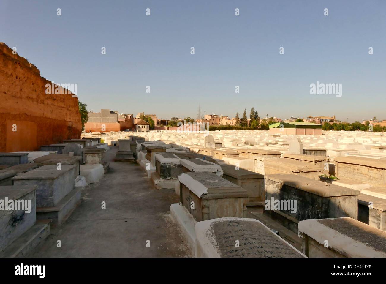 Cimetière juif dans le quartier juif de Marrakech, ville impériale du Maroc, Banque D'Images