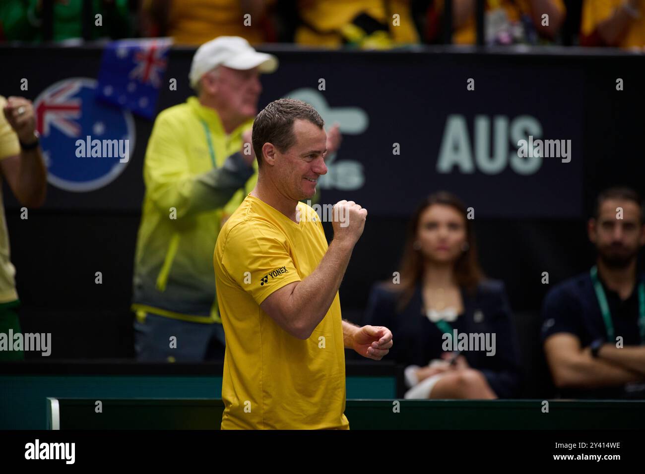 Lleyton Hewitt capitaine de l'équipe d'Australie vu lors de la finale de la Coupe Davis Groupe B match simple à Pabellon Fuente de San Luis. Pablo Carreno Busta, de l'équipe d'Espagne, a gagné 2/6, 6/2, 7/6 Banque D'Images