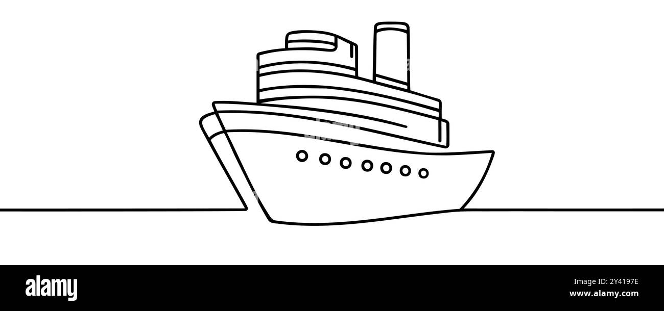 Dessin continu à une ligne d'un navire. Illustration vectorielle. Illustration de Vecteur