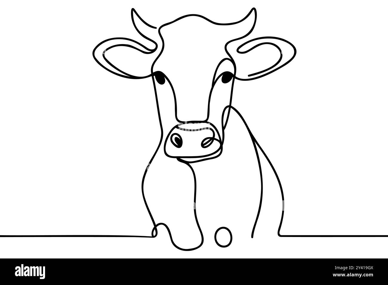 Dessin continu d'une ligne de vache laitière Illustration de Vecteur