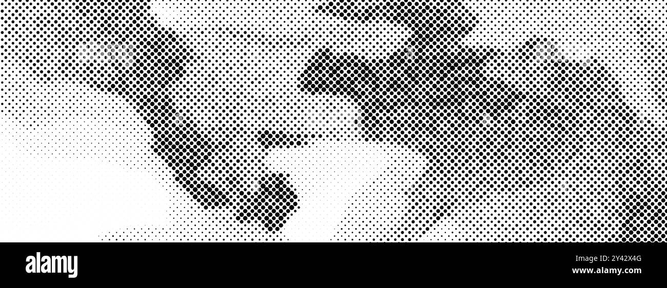 Texture demi-ton déformée à grain abstrait et pointillé. Fond de flux ondulé pixélisé. Motif dégradé ondulé grunge déchiré. Fond de bruit de trame rétro. Fond d'écran de superposition de style comique vectoriel Illustration de Vecteur