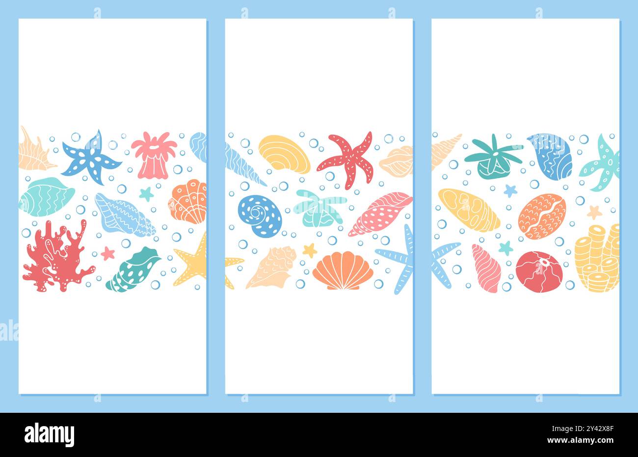 Ensemble de conception de vie marine avec des animaux aquatiques Illustration de Vecteur