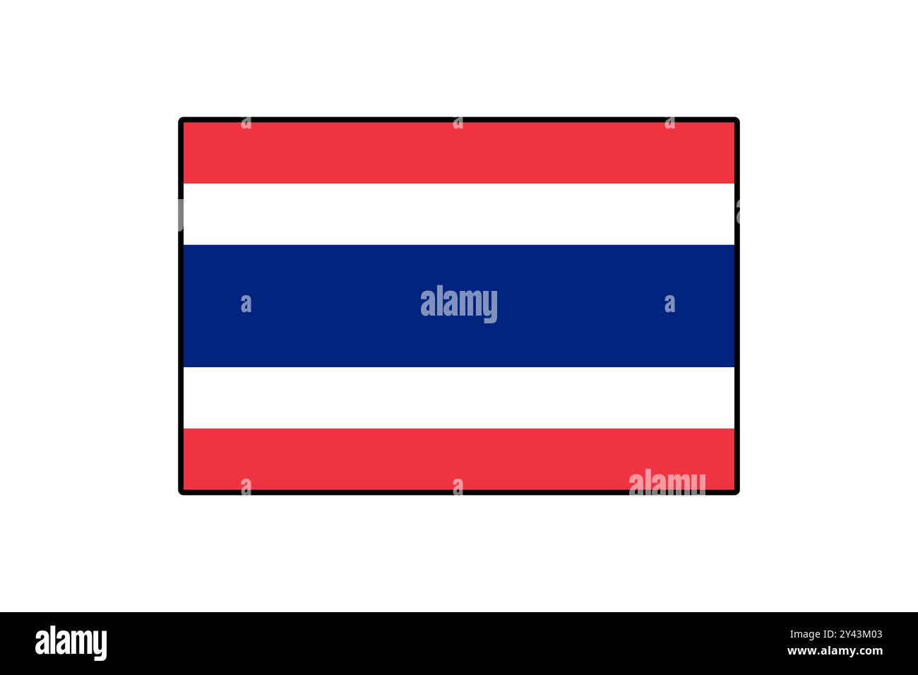 Cette œuvre affiche le drapeau national de la Thaïlande, avec des bandes horizontales de rouge, blanc et bleu. Les couleurs vives symbolisent la fierté et l'identité de la nation. Illustration de Vecteur