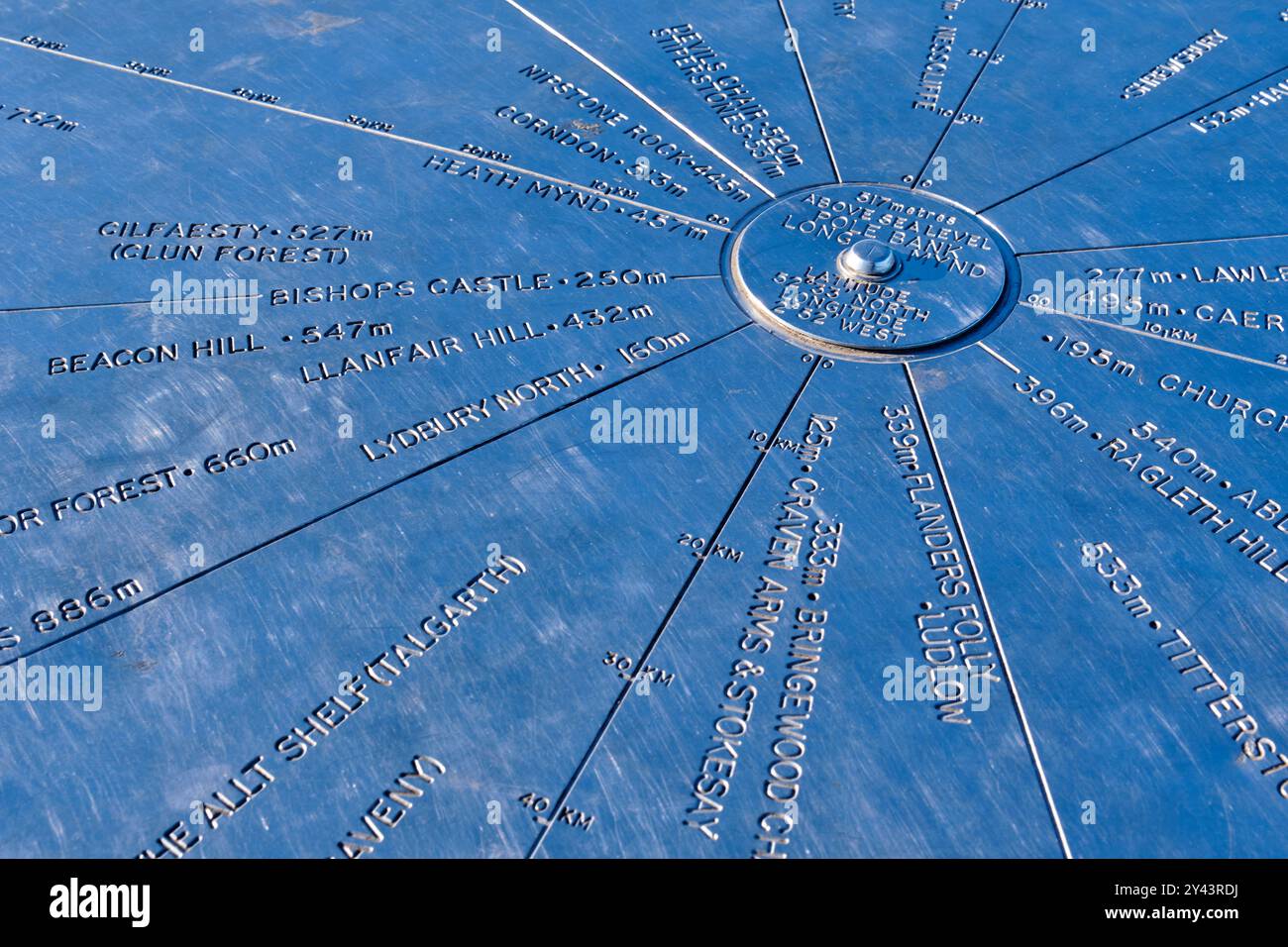Le toposcope au sommet du long Mynd (Pole Bank), long Mynd, Shropshire Banque D'Images