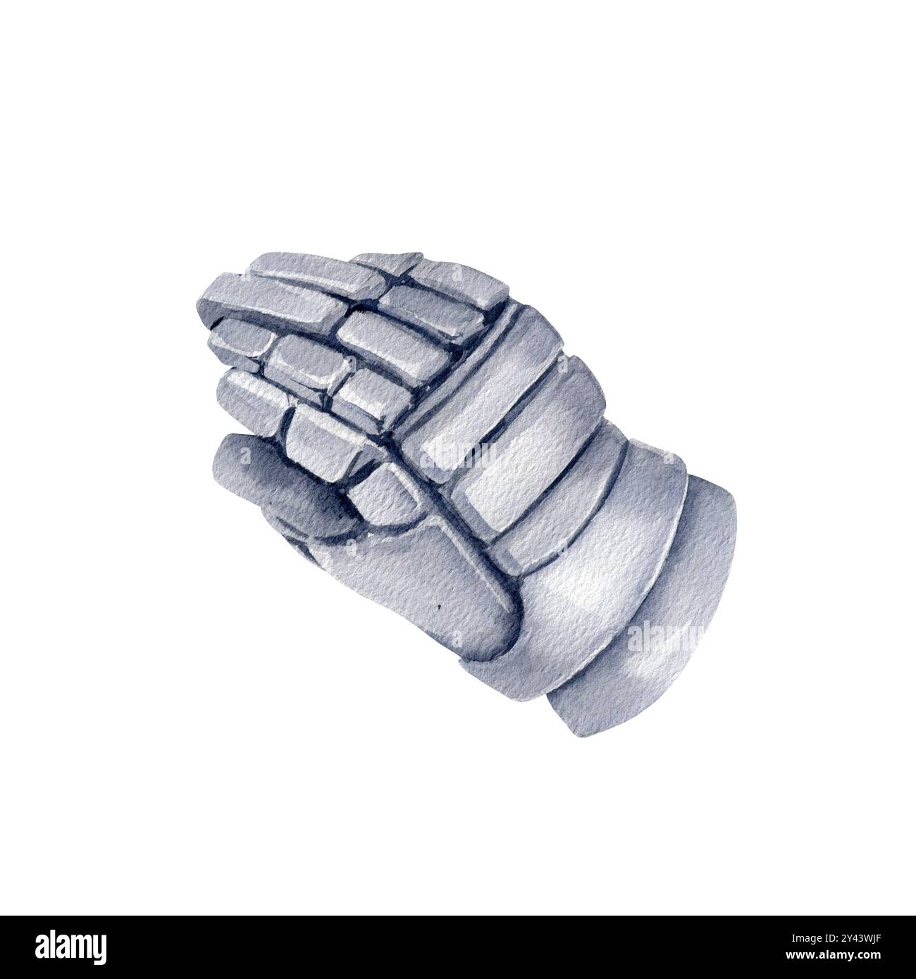 gant de hockey gris, protection dans les sports de glace, illustration aquarelle de l'équipement de sport d'hiver, croquis dessiné à la main du thème des sports de glace pour matche de hockey Banque D'Images