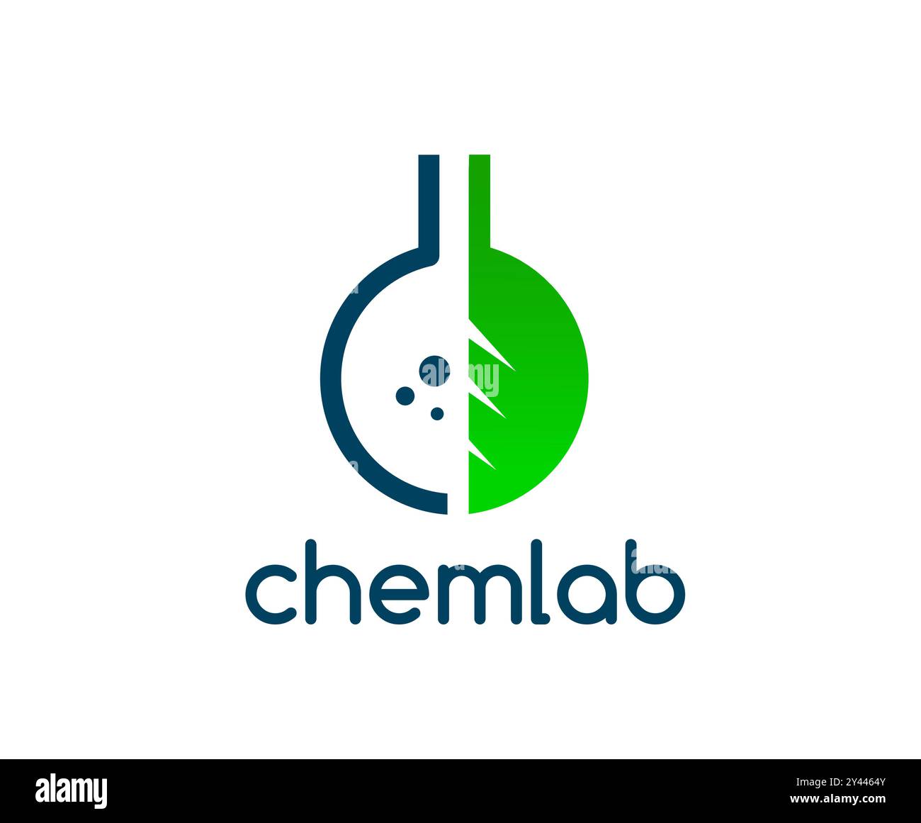 Icône de laboratoire de science pour laboratoire chimique, chimie et pharmacie, emblème vectoriel. Flacon de tube à essai chimique avec feuille verte et bulles dans l'icône de contour pour laboratoire clinique ou société pharmaceutique Illustration de Vecteur