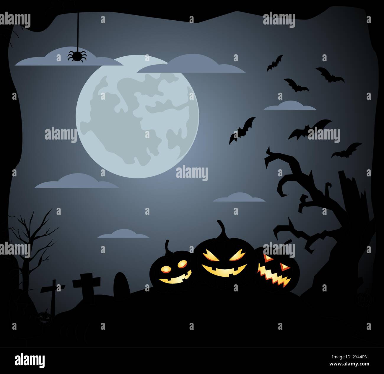 Fête d'Halloween avec des citrouilles d'arrière-plan Illustration de Vecteur