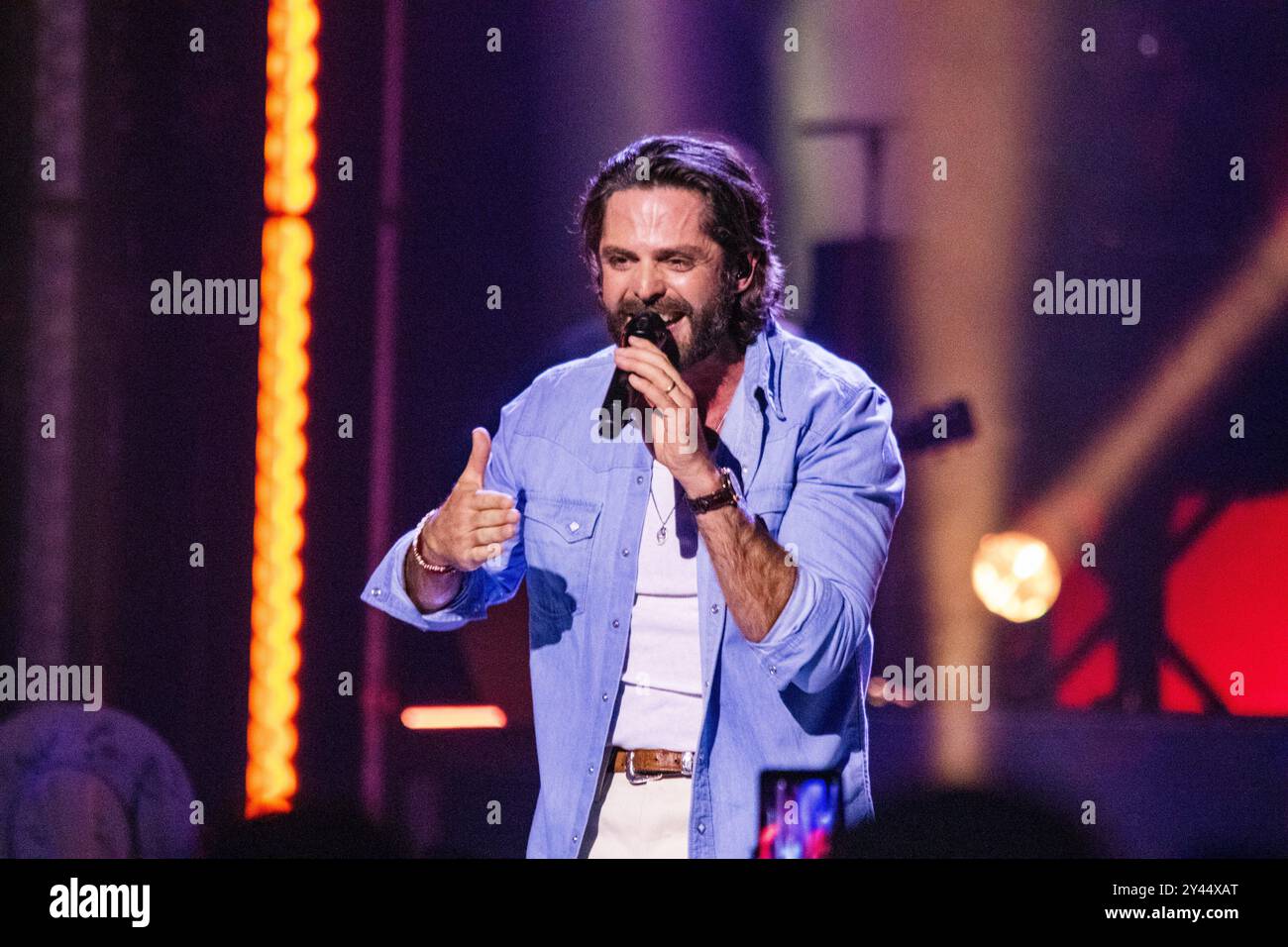 Edmonton, Canada. 14 septembre 2024. Thomas Rhett, artiste américain de musique country, se produit aux Canadian Country Music Association Awards à Rexall place. (Photo de Ron Palmer/SOPA images/SIPA USA) crédit : SIPA USA/Alamy Live News Banque D'Images