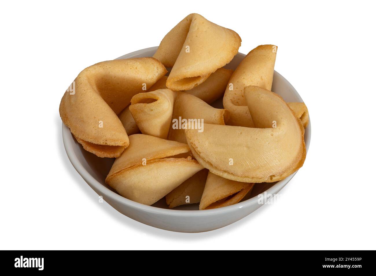 bol de biscuits fortune isolé sur blanc Banque D'Images