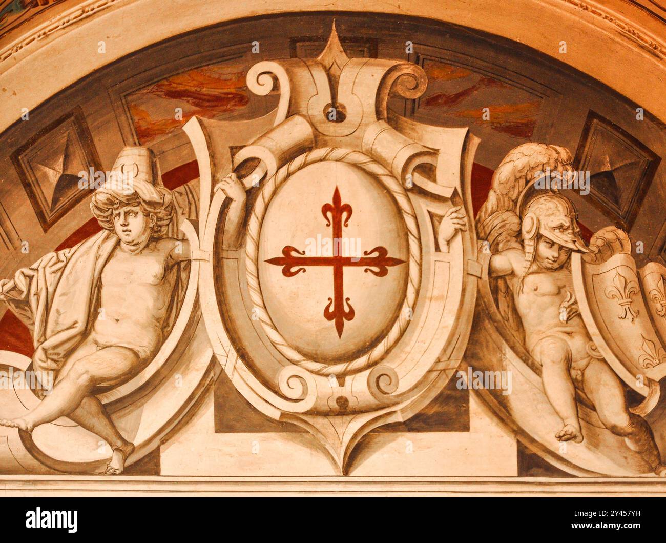 Les Archives centrales de l'Armée générale situées dans un magnifique palais du 16ème siècle à Viso del marqués, avec de belles fresques Banque D'Images