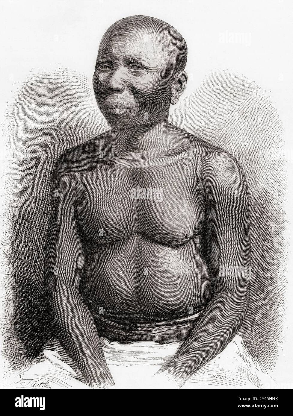 Originaire des îles Andaman, Océan Indien, XIXe siècle. Extrait du Tour du monde, paru à Paris, 1860. Banque D'Images