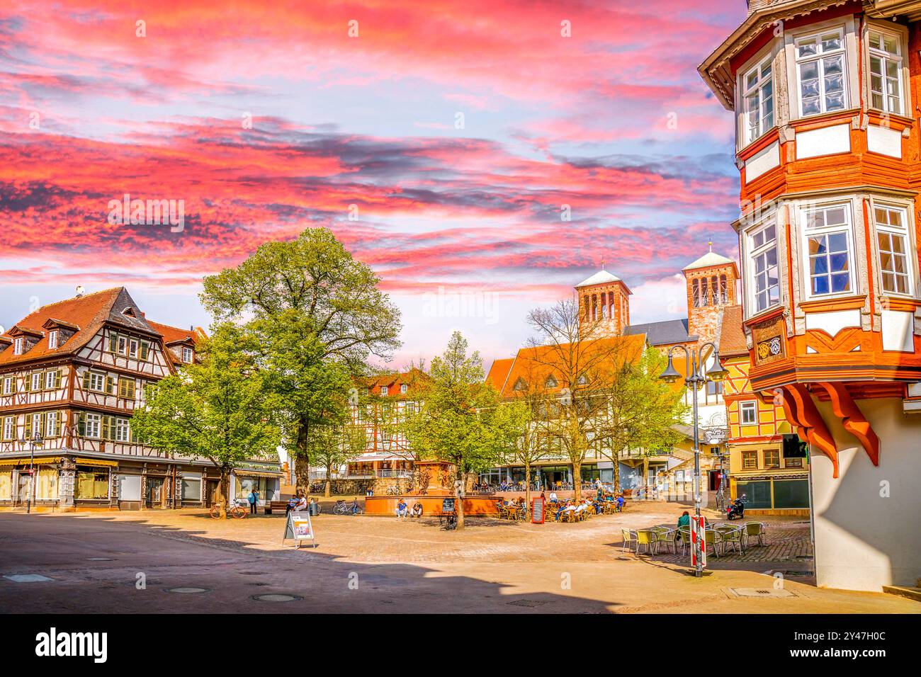 Vieille ville de Bensheim, Allemagne Banque D'Images