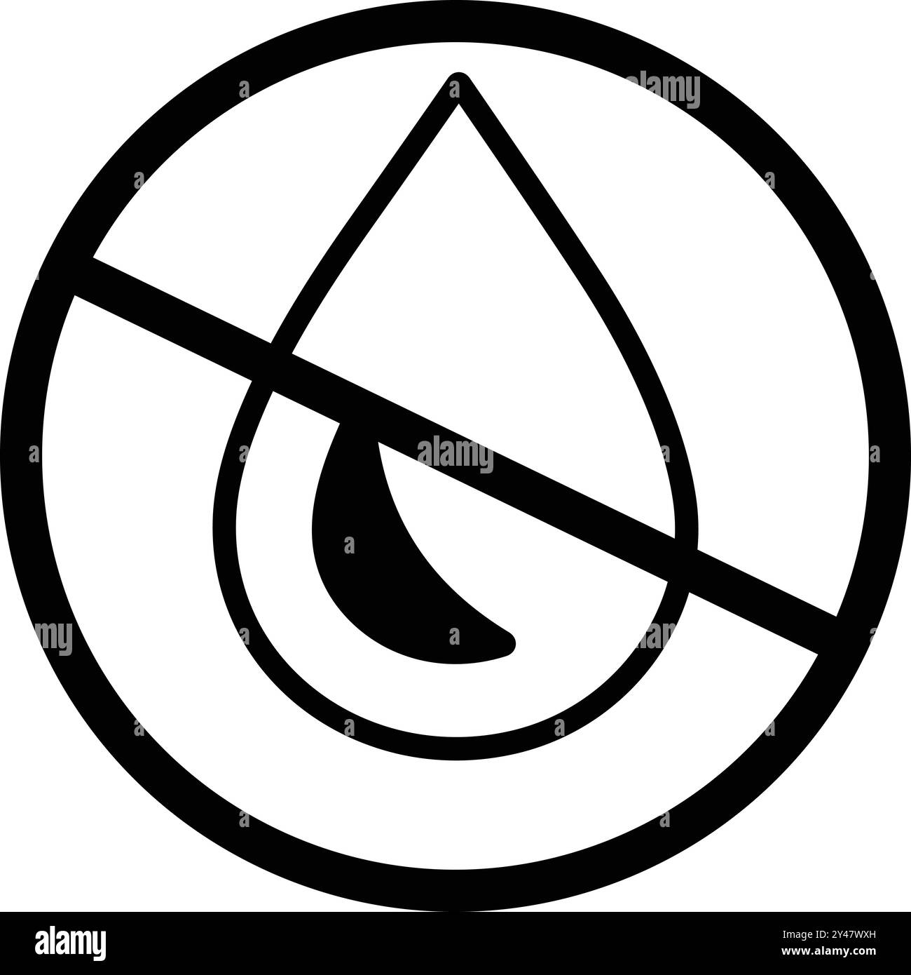 Symbole d'économie d'eau, symbole pas de goutte d'eau, étiquette d'interdiction d'eau, aucun signe de liquide autorisé, icône d'arrêt d'eau Illustration de Vecteur