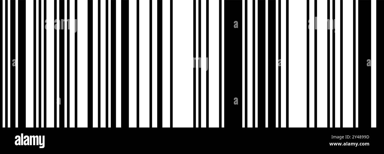 Code à barres monochrome sans couture. Illustration vectorielle simple. Bg binaire avec des lignes verticales fines et épaisses irrégulières Illustration de Vecteur