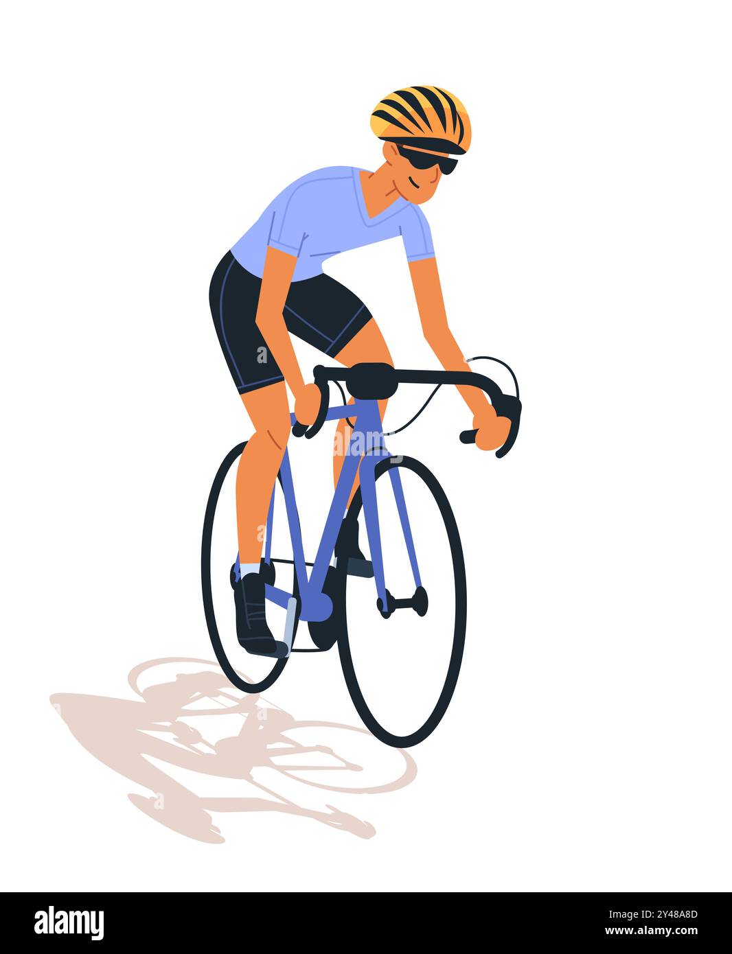 Cycliste vélo de route portant casque et lunettes de soleil style minimaliste thème sportif Illustration de Vecteur