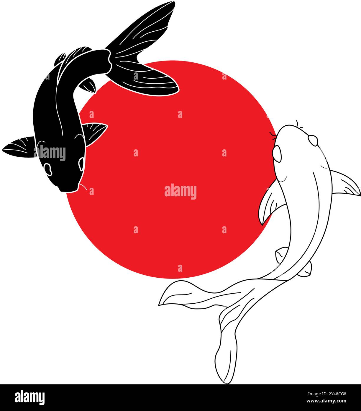 Modèle d'icône vectorielle de logo de poisson Koi Illustration de Vecteur