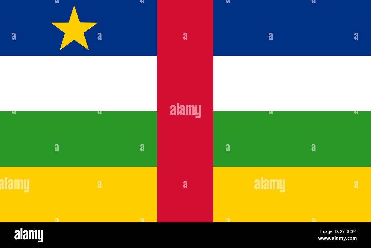 Conception matérielle nationale du drapeau centrafricain Illustration de Vecteur