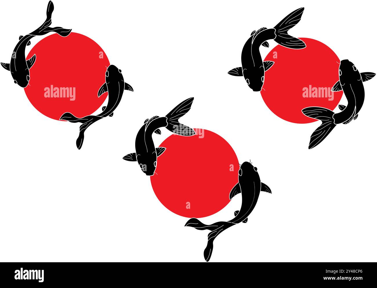 ensemble de poisson koi de concept de conception de logo de l'illustration vectorielle de poisson koi Illustration de Vecteur