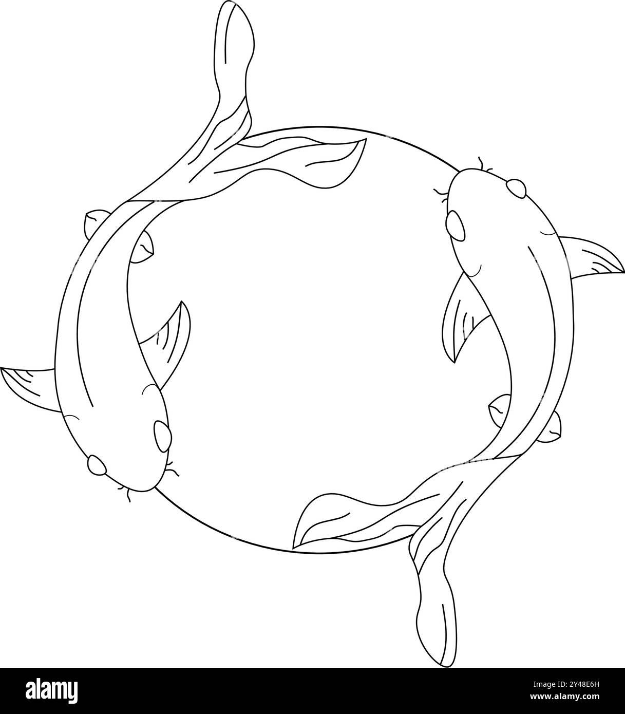 poissons koi sur l'illustration vectorielle de cercle. Symboles de chance, d'harmonie et de bonheur. Bon pour les affiches, logos, impressions, idées de tatouage. Illustration de Vecteur