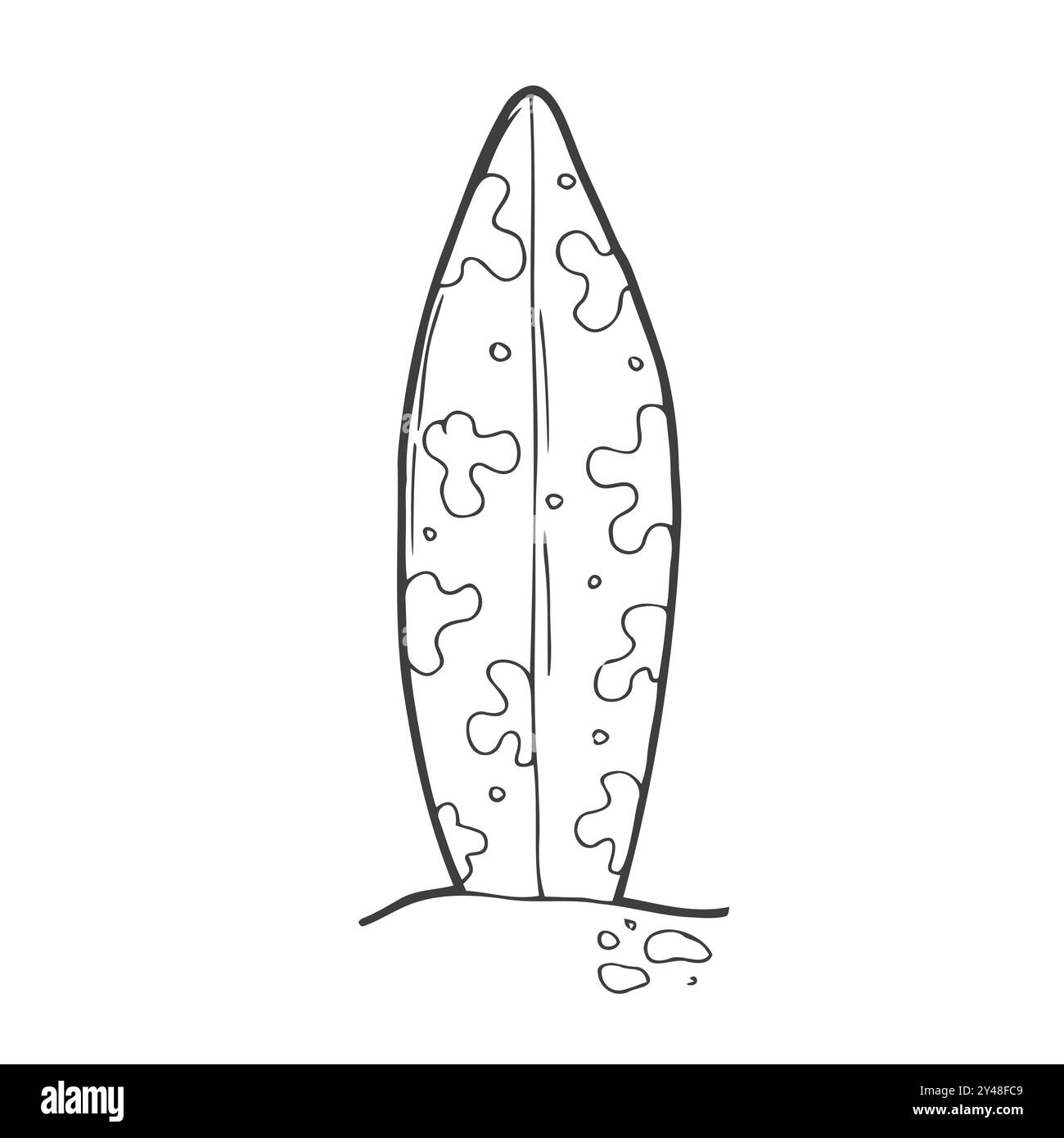 planche de surf sur le sable en utilisant l'art doodle Illustration de Vecteur