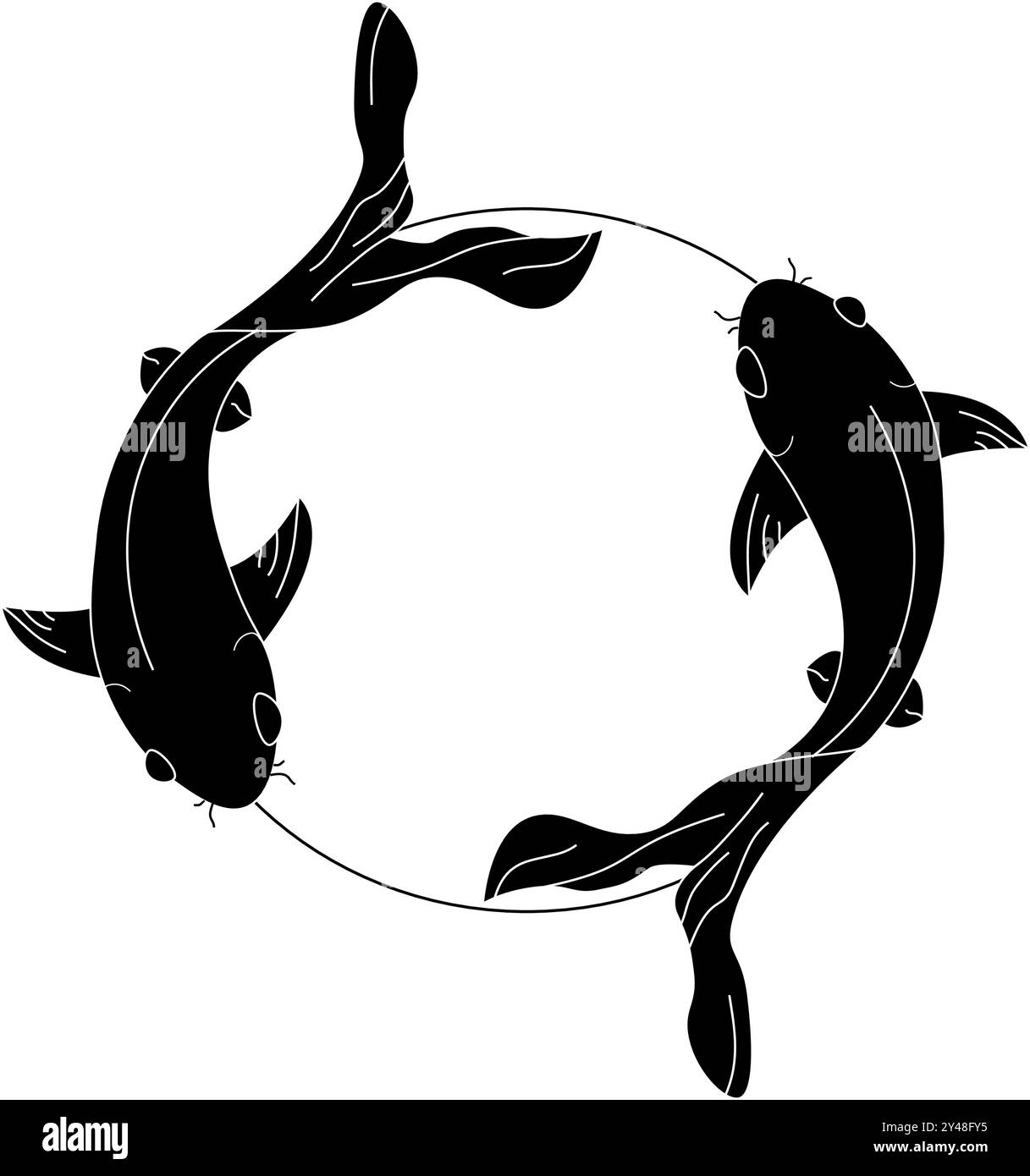 Poisson koi. Poisson koi noir et blanc. Illustration vectorielle. Illustration de Vecteur