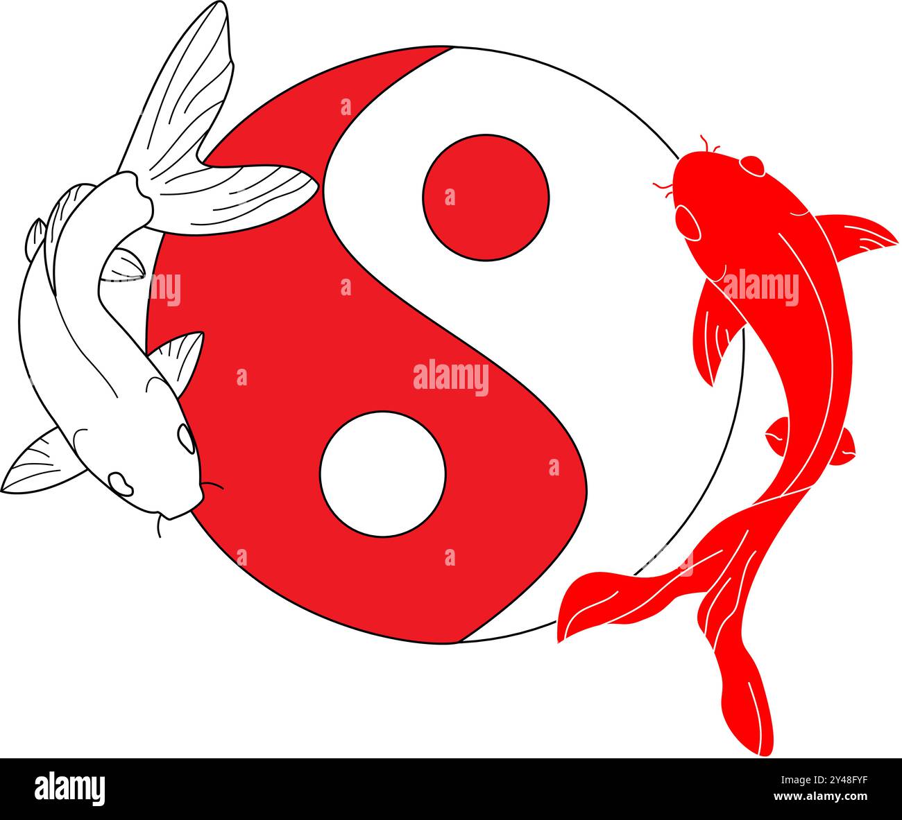 Poissons Koi sous la forme d'un symbole de Yin et Yang vecteur Illustration de Vecteur