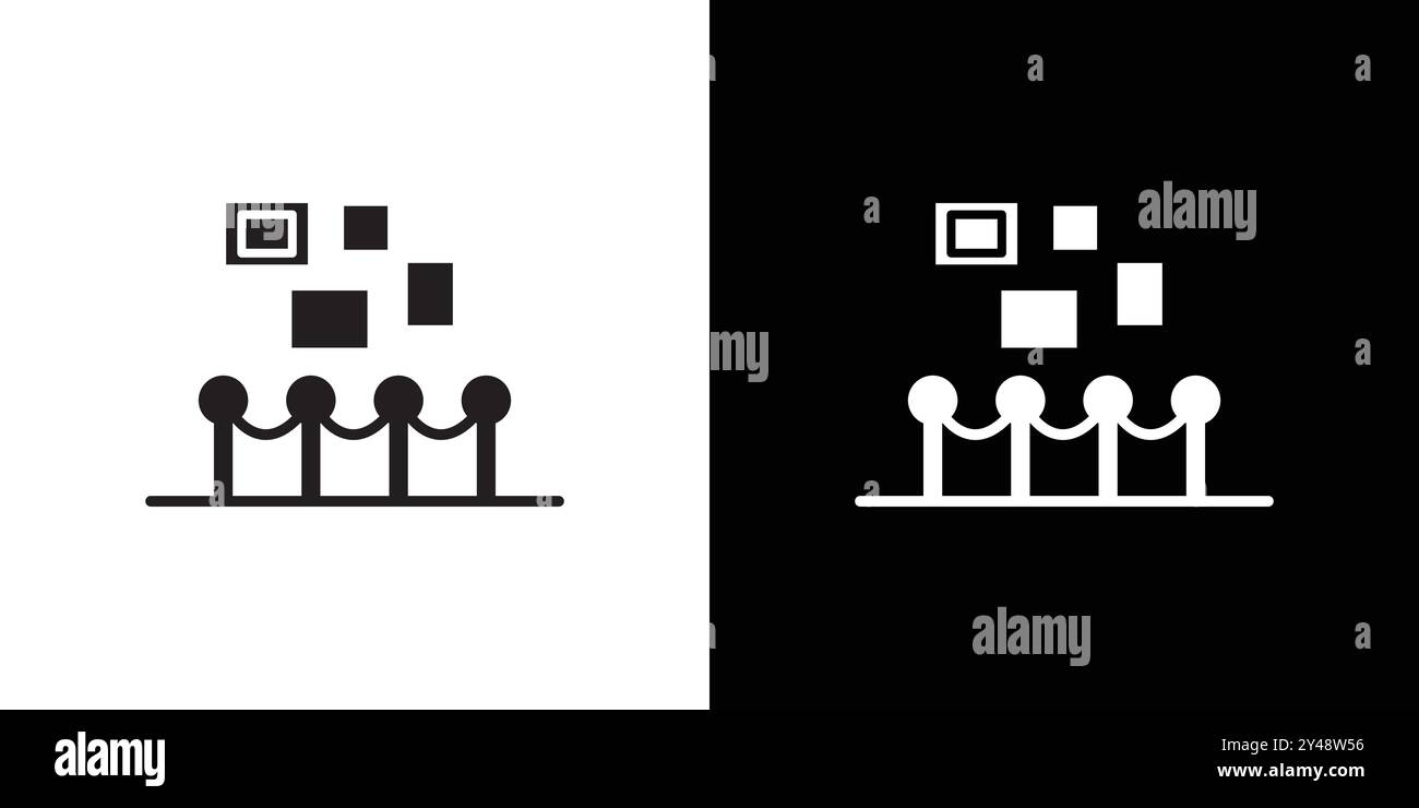 Icône d'exposition vecteur d'art de ligne noire en noir et blanc contour set signe de collection Illustration de Vecteur