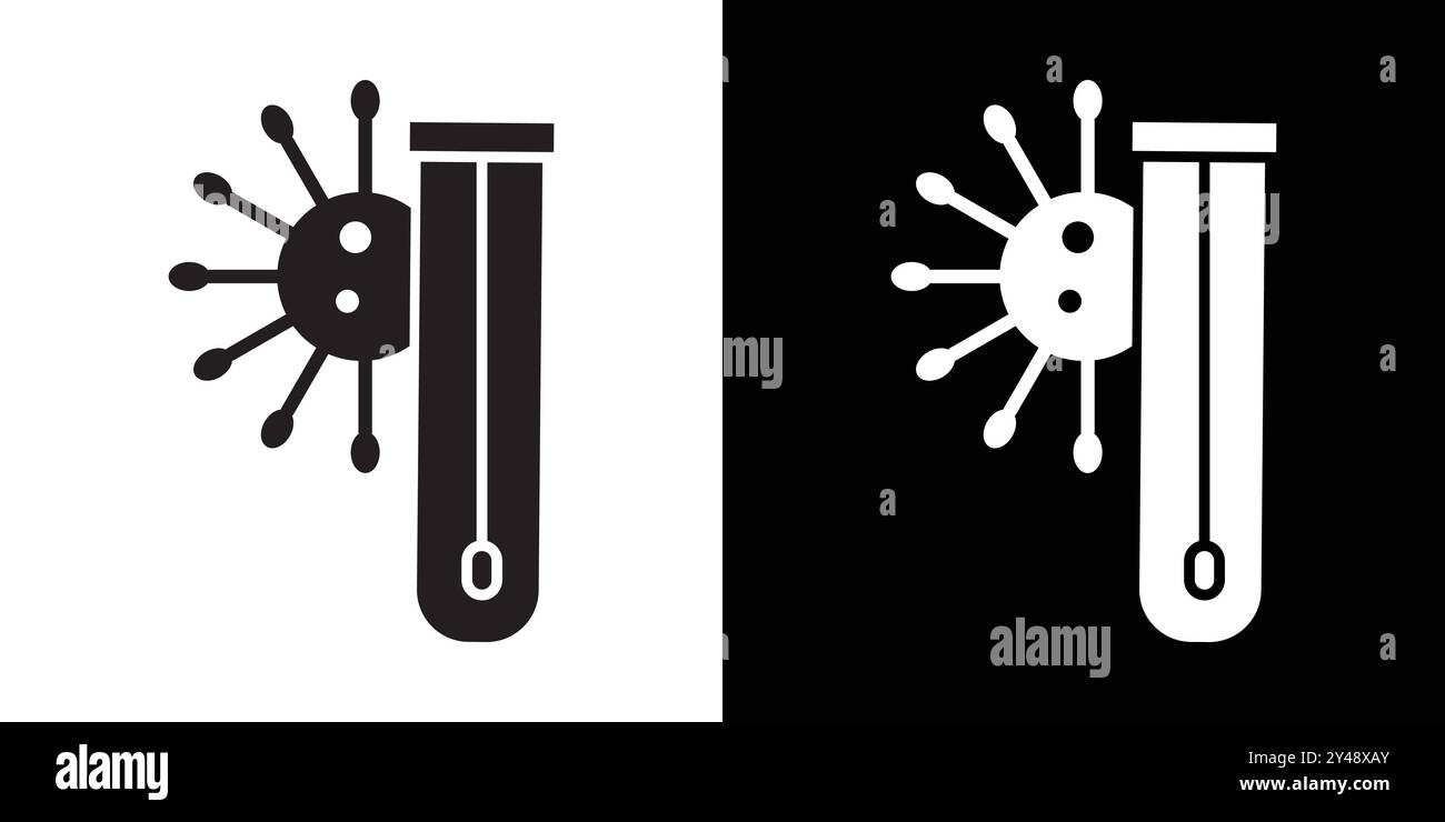 Icône de test PCR vecteur d'art de ligne noire dans le signe de collection d'ensemble de contour noir et blanc Illustration de Vecteur