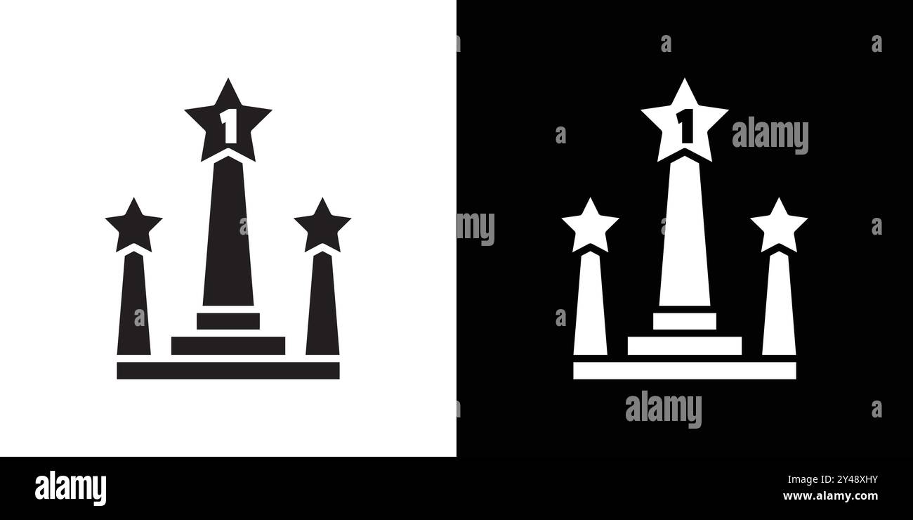 Gagnant podium icône vecteur d'art de ligne noire en noir et blanc contour set signe de collection Illustration de Vecteur