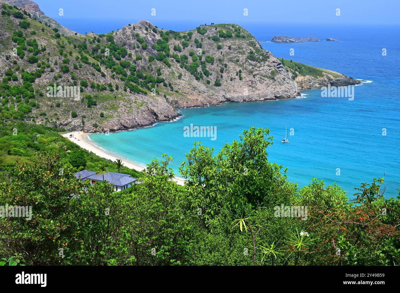 FRANCE. ÎLE DE SAINT-BARTHÉLEMY (977). LA PLAGE DU GOUVERNEUR. Banque D'Images